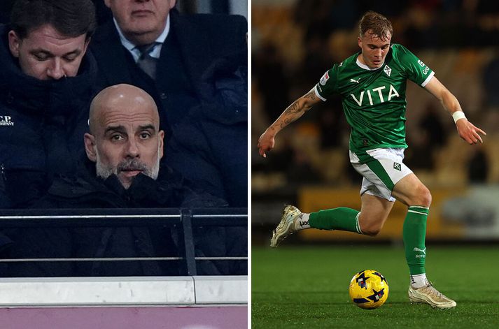 Pep Guardiola var á vellinum í kvöld þegar Benoný Breki Andrésson snéri aftur eftir meiðsli.