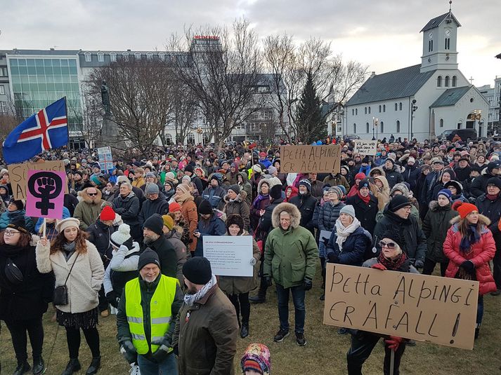 Frá mótmælum á Austurvelli vegna Klaustursmálsins síðastliðinn laugardag.