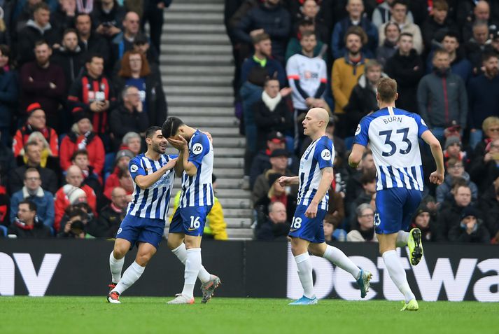 Jahanbakhsh eftir að hafa skorað fyrsta mark sitt fyrir Brighton.