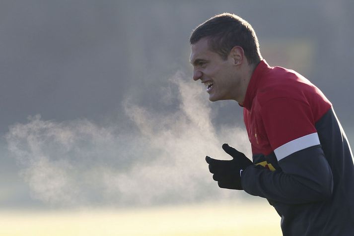 Nemanja Vidic á æfingu.