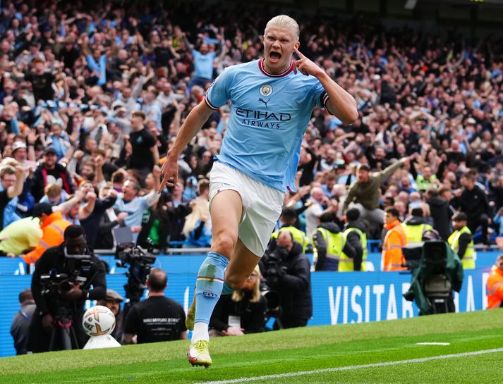 Erling Haaland, leikmaður Manchester City, virðist vera óstöðvandi í upphafi tímabils.