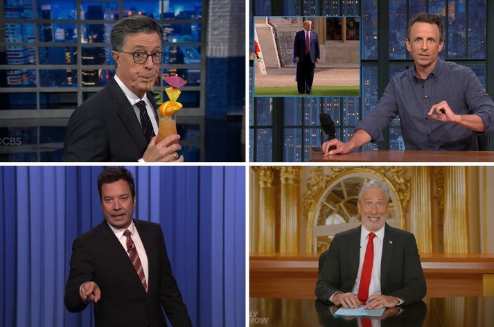 Málefni Jimmys Kimmel var mikið til umræðu hjá þáttastjórnendum spjall- og gamanþátta vestanhafs í gærkvöldi.