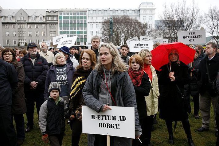 Frá mótmælafundi á Austurvelli.