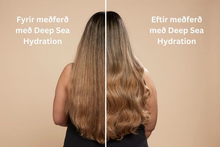 Þurrt hár er merki um að bregðast þurfi við með góðum hárvörum. Deep Sea Hydration frá John Frieda bindur raka innan í hverju hári.