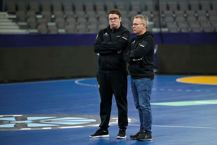 Gunnar Magnússon og Guðmundur Guðmundsson saman á HM í handbolta í síðasta mánuði