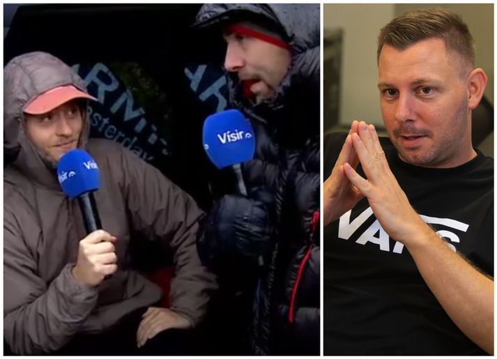 Garpur Ingason Elísabetarson ræðir hér við Egil Örn Gunnarsson hlaupara og þeir ræddu meðal annars um Steinda, Steinþór Hróar Steinþórsson.