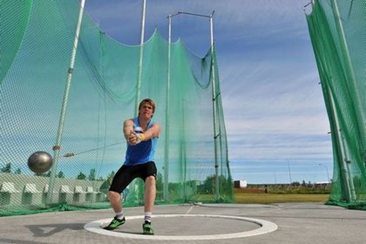 Hilmar Örn Jónsson kastaði sleggjunni 68,58 metra í dag.