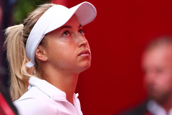 Yulia Putintseva lauk leik með tárin í augunum. 