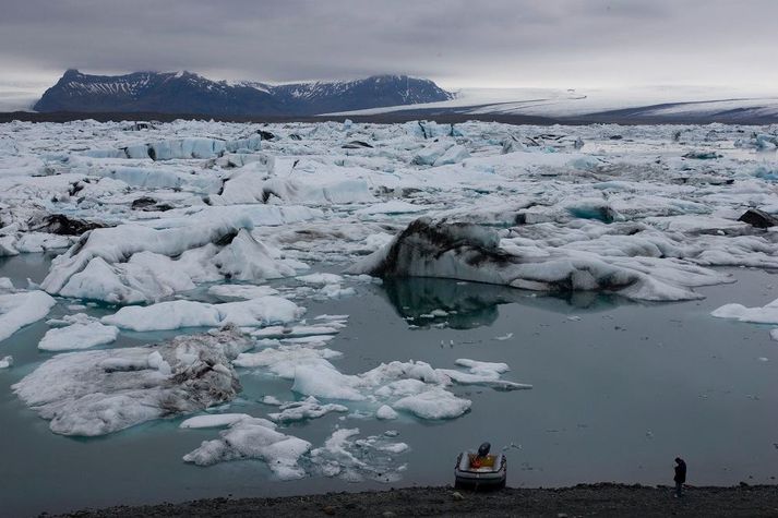 Frá Jökulsárlóni þar sem slysið varð í ágúst 2015.