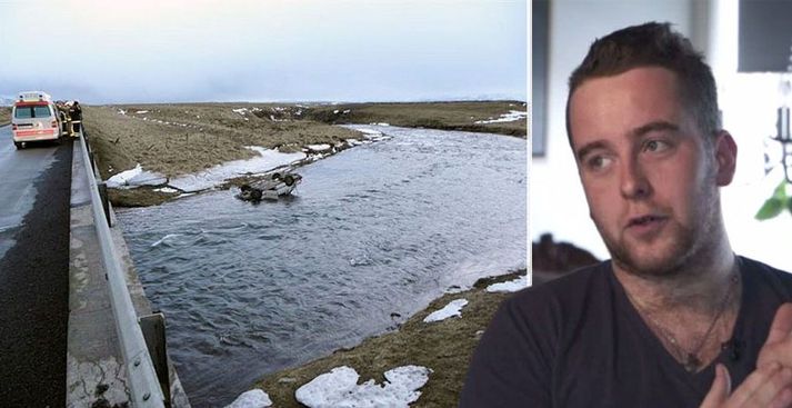 Frá vettvangi í mars 2012. Sigurður í viðtalinu í Neyðarlínunni.
