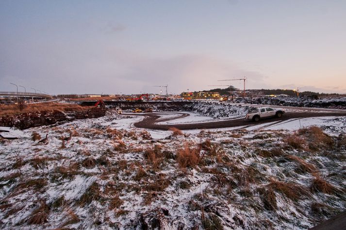 Lóðin sem O1 ehf. á að Hlíðarenda og vill nota undir hótel með mesta fjölda herbergja á Íslandi. 