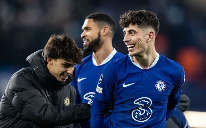 Kai Havertz skoraði sigurmark Chelsea í einvíginu gegn Dortmund og var vel fagnað.