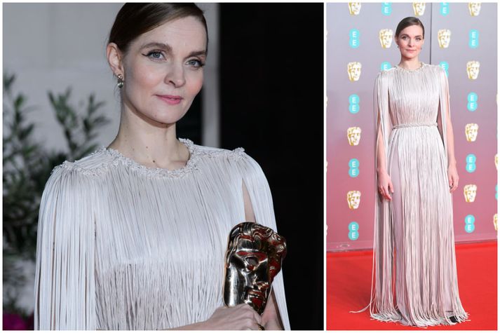 Tónskáldið Hildur Guðnadóttir vakti athygli á BAFTA verðlaununum í gær.