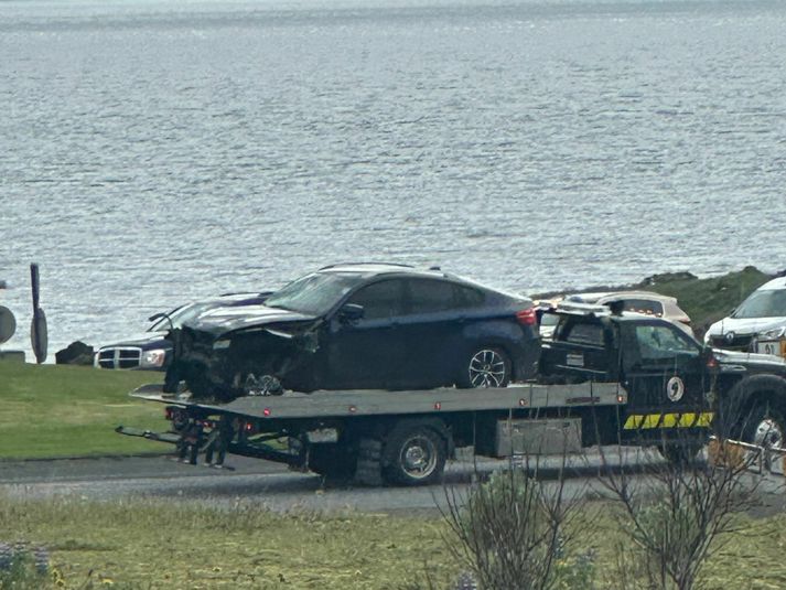 BMW fór illa út úr slysinu. 