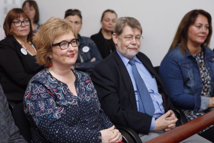 Þórunn Sveinbjarnardóttir, formaður BHM og Páll Halldórsson, formaður samninganefndar BHM í héraðsdómi í dag.