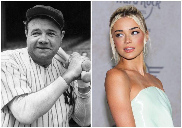 Babe Ruth og Olivia „Livvy“ Dunne. Hún vildi kaupa gömlu íbúð goðsagnarinnar en fékk það ekki.