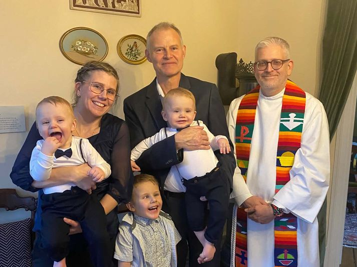 Klara og Geir voru ánægð með synina þrjá sem allir bera sama millinafnið.