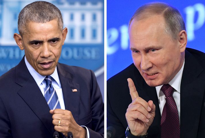 Barack Obama og Vladimir Putin.
