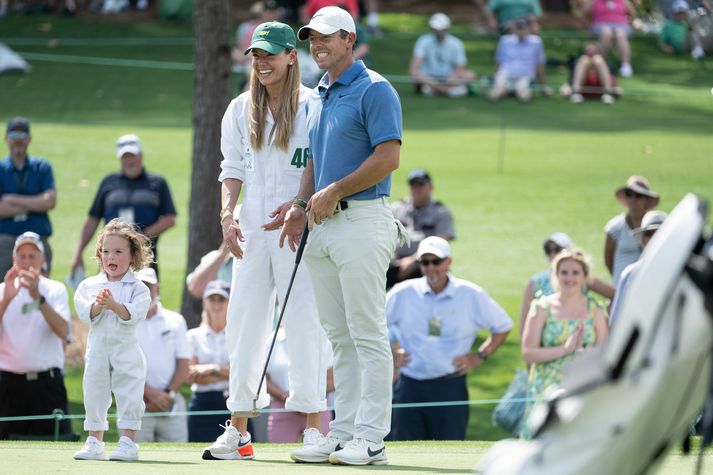 Rory McIlroy og Erica Stoll á Masters mótinu í fyrra.