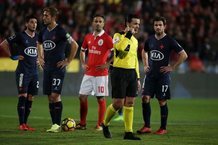 Bruno Paixao dæmir hér leik Benfica gegn Belenenses í janúar 2018.