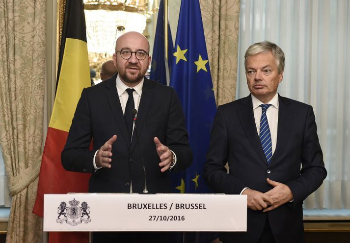 Charles Michel, forsætisráðherra Belgíu, og utanríkisráðherrann Didier Reynders.