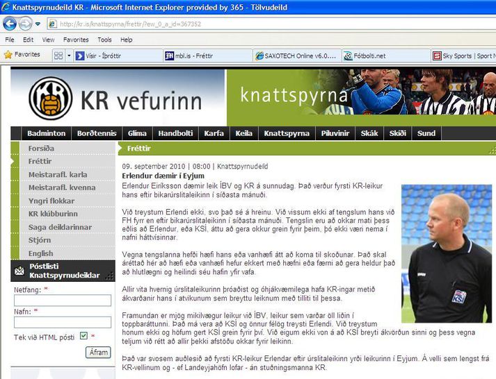 Greinin á heimasíðu kr.is