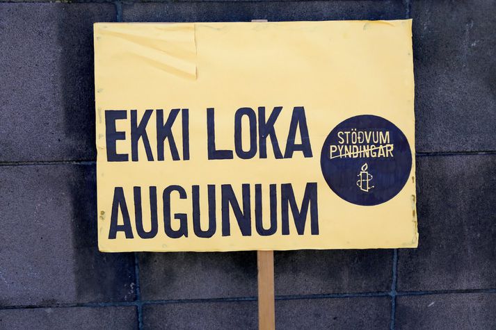 Frá mótmælum Amnesty International á Íslandi.