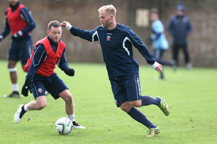 Eiður á æfingu með Bolton í vikunni.