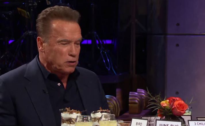 Arnold Schwarzenegger var ekki í miklum vandræðum með að svara þessum spurningum.