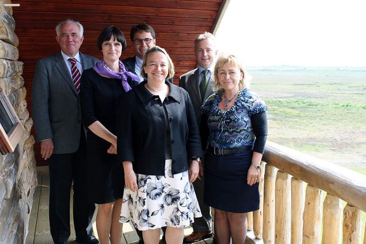 Dómsmálaráðherrarnir ásamt Halldóri Ásgrímssyni, sem fer fyrir Norrænu ráðherranefndinni, á Hótel Rangá í gær.