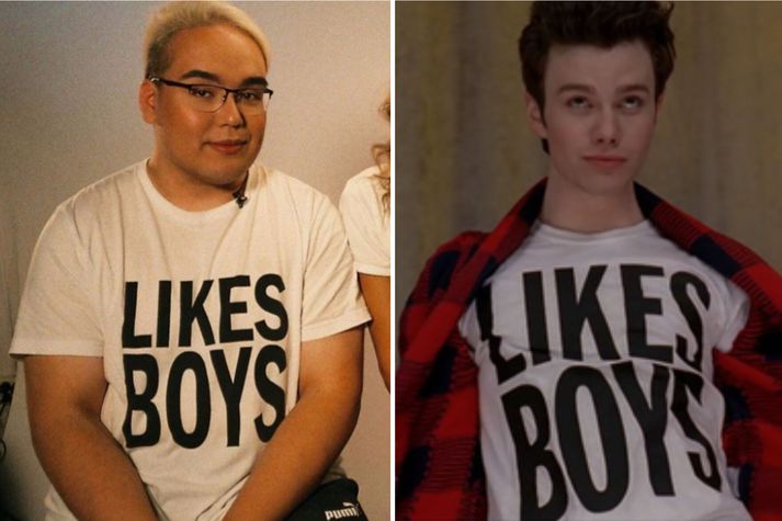 Brynjar Steinn, betur þekktur sem Binni Glee, er líklega einn frægasti Glee-aðdáandi landsins. Hann á eins bol og karakter þáttanna Kurt Hummel sem var mikil hinsegin fyrirmynd fyrir Binna á yngri árum.