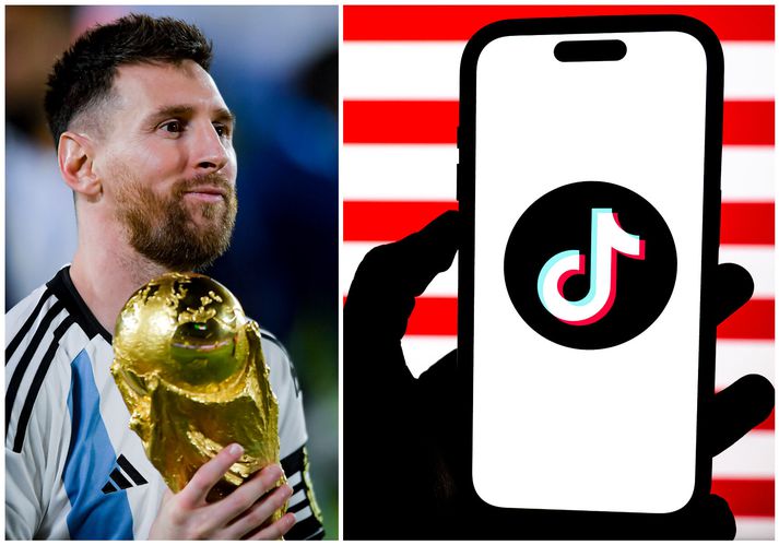 Lionel Messi með heimsbikarinn í Katar 2022 en FIFA hefur valið TikTok sem aðalvettvang sinn fyrir myndefni á samfélagsmiðlum á heimsmeistaramóti karla í fótbolta næsta sumar.
