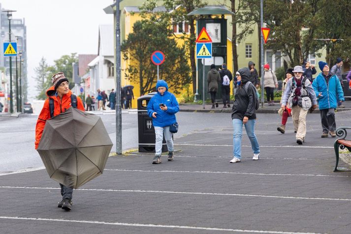 Smám saman lægir síðar í dag og rofar til.