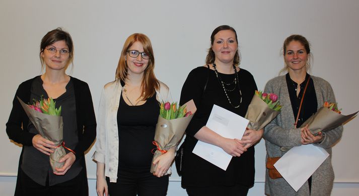 Verðlaunahafarnir fjórir. Frá vinstri: Ólöf Birna Ólafsdóttir, Heiða María Sigurðardóttir, Ellen Alma Tryggvadóttir og Eydís Einarsdóttir.