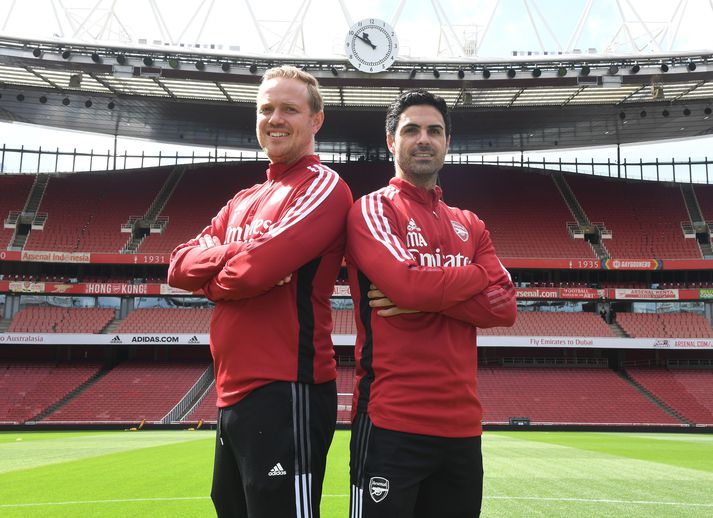 Jonas Eidevall og Mikel Arteta sáttir á Emirates.