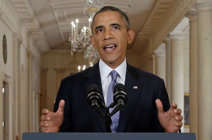 Barack Obama Bandaríkjaforseti segist ætla að fara eftir diplómatískum leiðum í Sýrlandsmálinu.