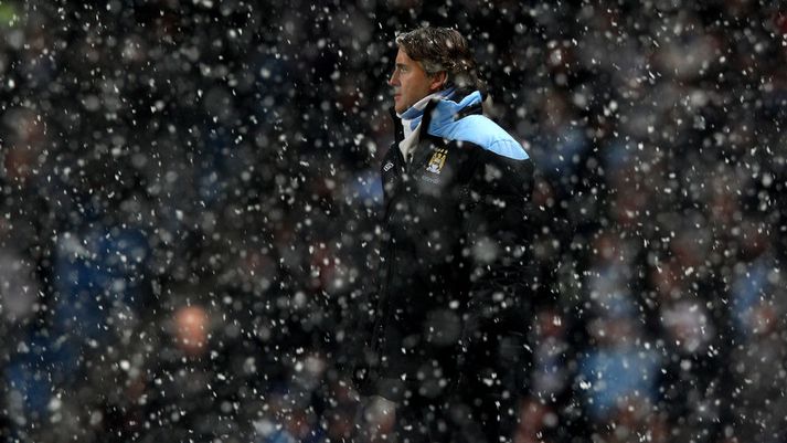 Það snjóaði á Roberto Mancini og lærisveina hans í kvöld.