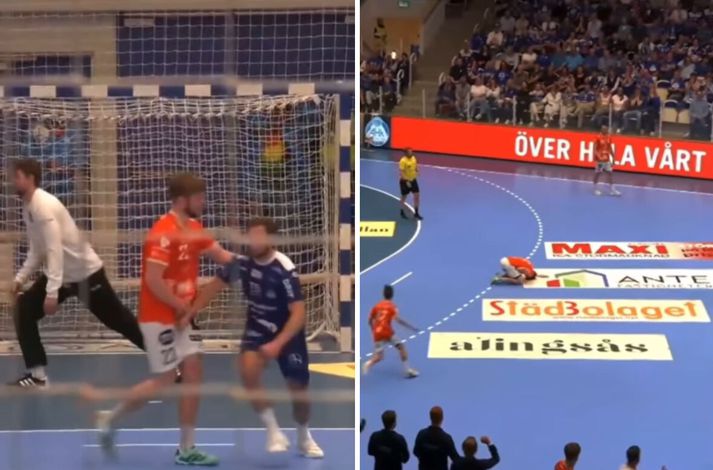 Einar Bragi Aðalsteinsson fékk högg í punginn og lá eftir á vellinum í stutta stund. Hann svaraði svo fyrir sig með því að reynast hetja Kristianstad í framlengingu.