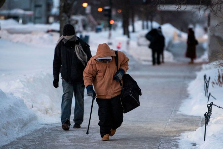 Mynd sem tekin var í Madison í Wisconsin í gær en þar hefur verið afar kalt undanfarið.