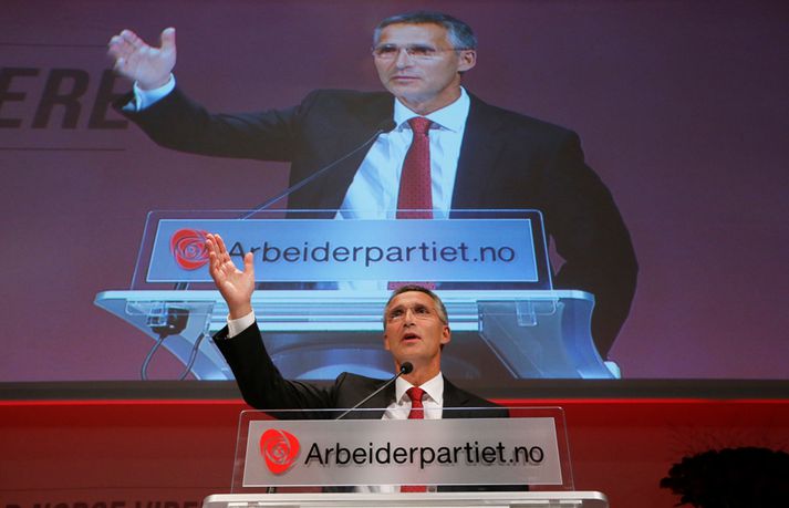 Jens Stoltenberg þakkaði Ernu Solberg fyrir málefnalega kosningabaráttu.