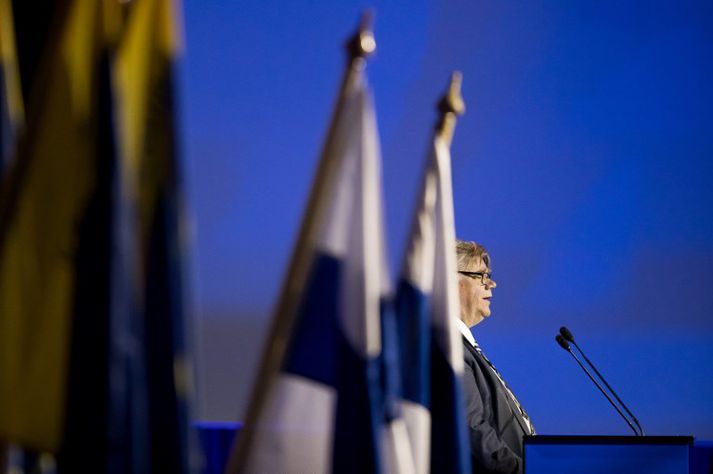 Timo Soini, utanríkisráðherra Finnlands, lét af formennsku í Sönnum Finnum um helgina.