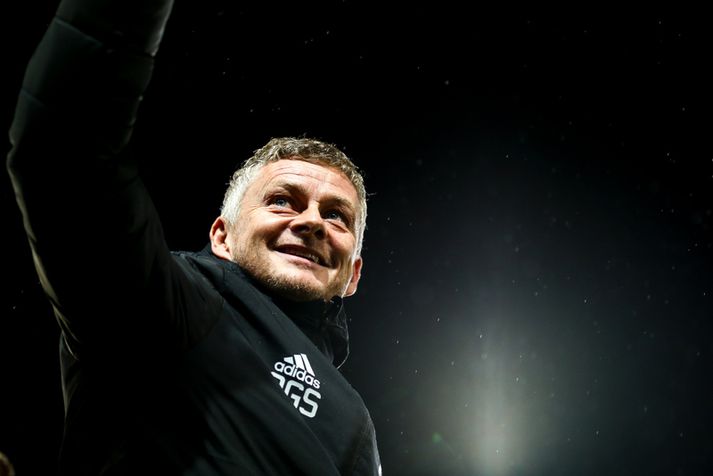 Ole Gunnar Solskjær, knattspyrnustjóri Manchester United, var skælbrosandi eftir leik.