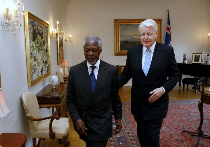 Kofi Annan er hér á landi í boði forseta Íslands.