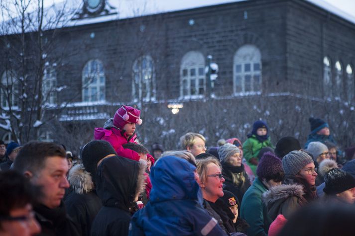 Fínasta stemning á Austurvelli.