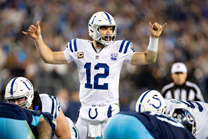 Luck í leik með Colts. Hans verður sárt saknað í vetur.