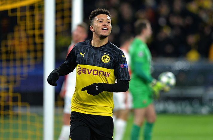 Jadon Sancho fagnar marki í Meistaradeildinni á dögunum.