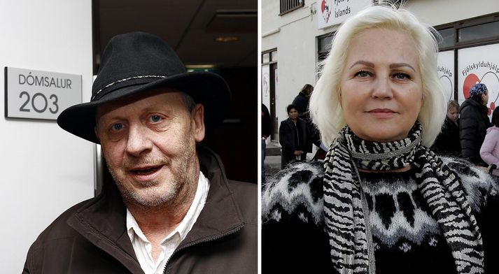 Reynir Traustason mætti í dómsal í dag en Ásgerður Jóna Flosadóttir var hvergi sjáanleg. 