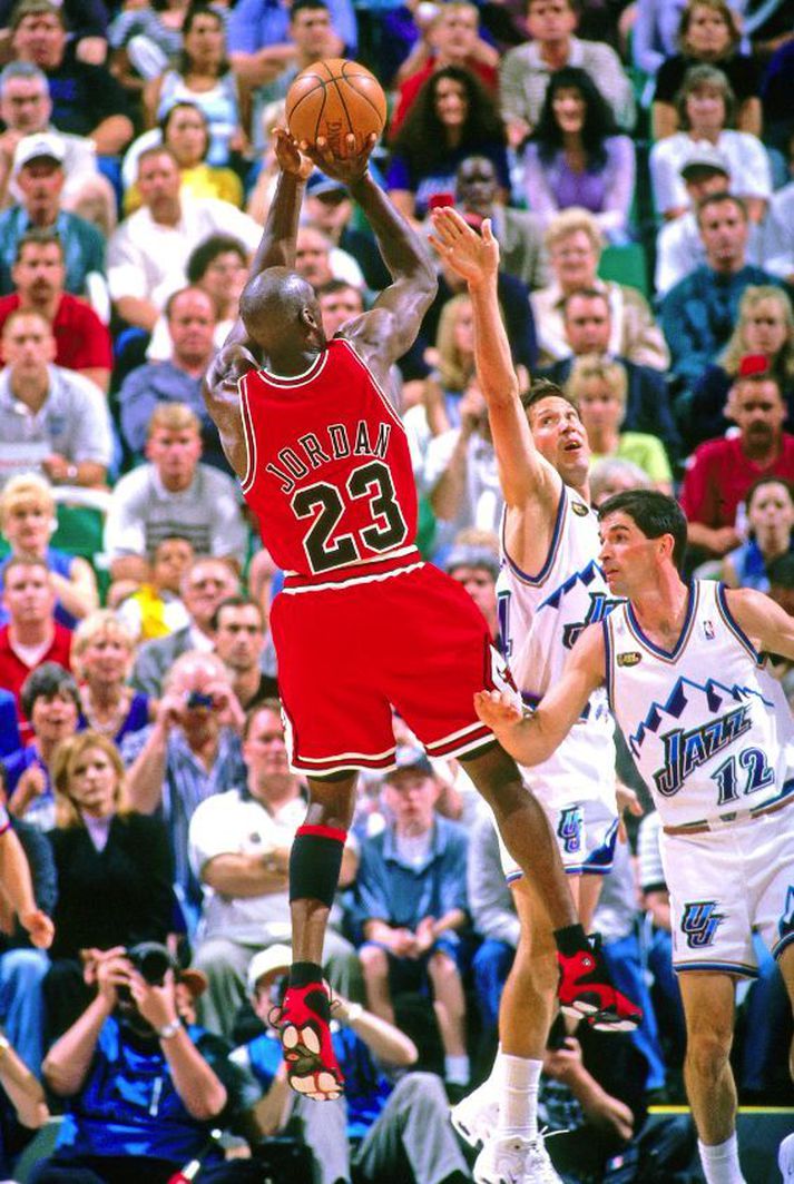 Michael Jordan í leik eitt gegn Utah Jazz árið 1998.