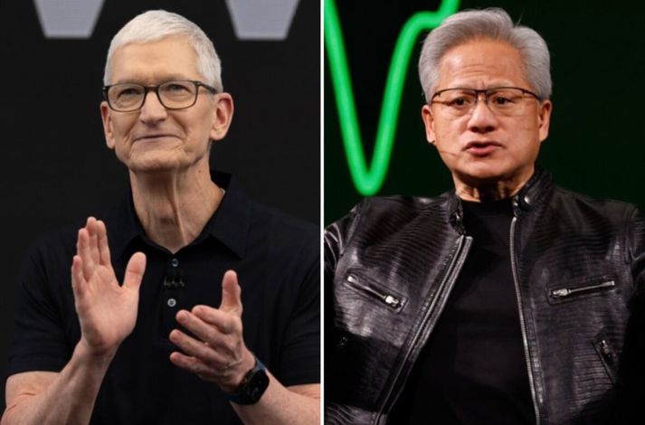 Tim Cook er forstjóri Apple og Jensen Huang forstjóri Nvidia.