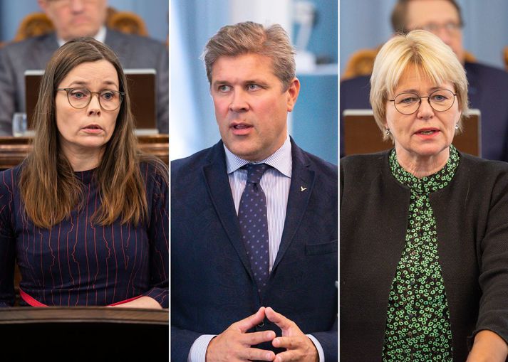 Katrín Jakobsdóttir forsætisráðherra, Bjarni Benediktsson fjármálaráðherra og Oddný G. Harðardóttir nefndarmaður Samfylkingar í efnahags-og viðskiptanefnd  og fyrrverandi fjármálaráðherra.  